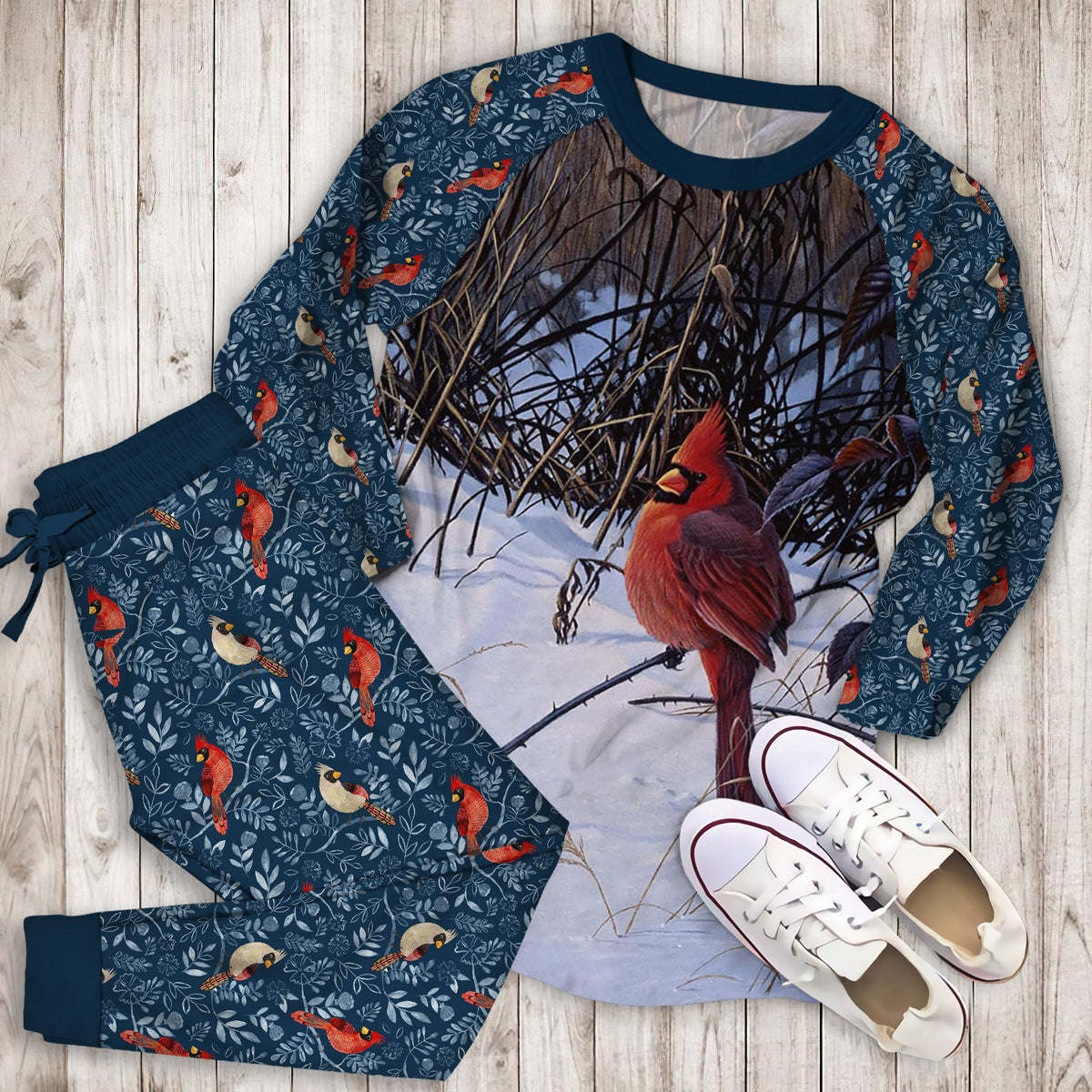 Cardinal Pajama Set |Sleepwear Pjs Sets | Raglan Shirt Pants Set
