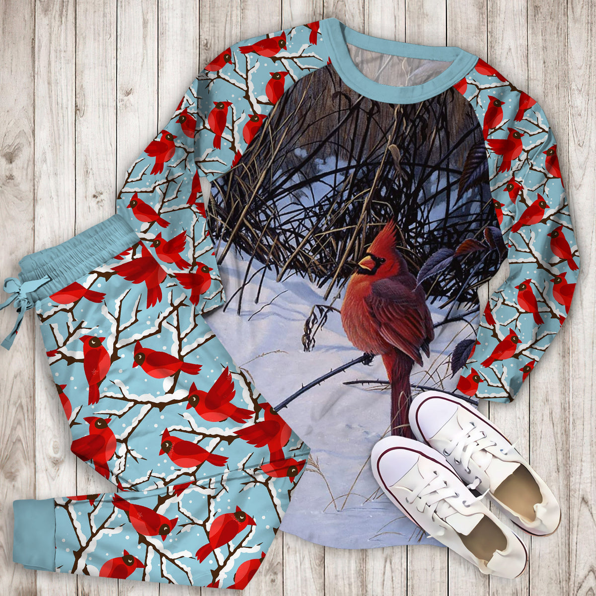Cardinal Pajama Set |Sleepwear Pjs Sets | Raglan Shirt Pants Set