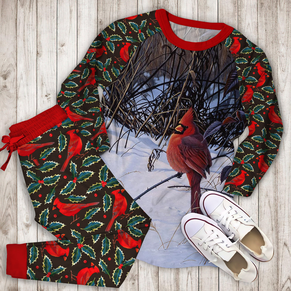 Cardinal Pajama Set |Sleepwear Pjs Sets | Raglan Shirt Pants Set
