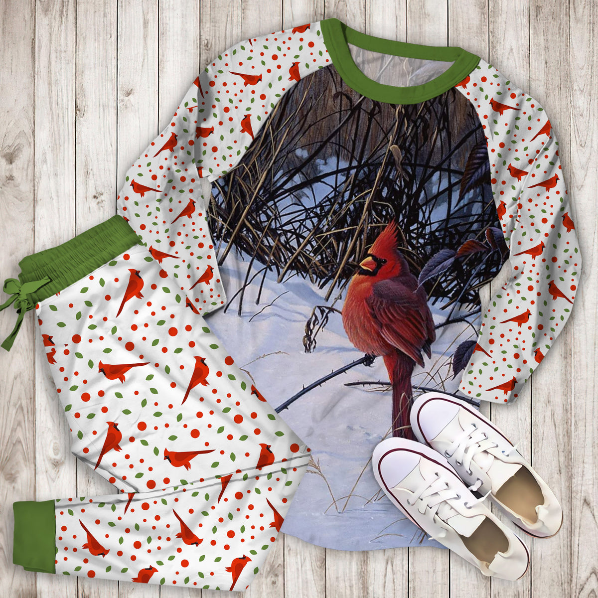 Cardinal Pajama Set |Sleepwear Pjs Sets | Raglan Shirt Pants Set