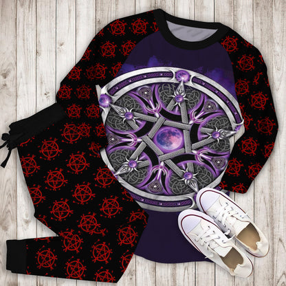 Wicca Pajama Set | Pajamas | Cotton Sleepwear Sets | Soft Long Sleeve Pjs | Raglan Shirt and Pants Set