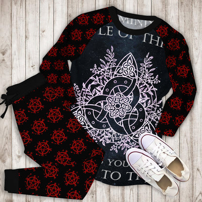 Triquetra Wicca Pajama Set | Pajamas | Cotton Sleepwear Sets | Soft Long Sleeve Pjs | Raglan Shirt and Pants Set