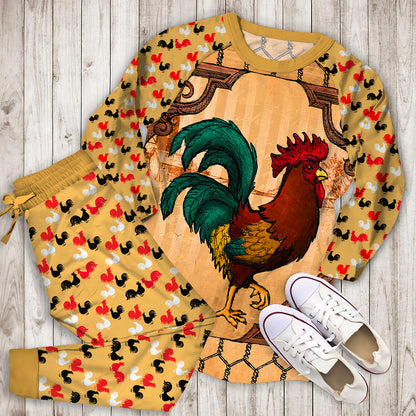Rooster Pajama Set | Pajamas | Cotton Sleepwear Sets | Soft Long Sleeve Pjs | Raglan Shirt and Pants Set