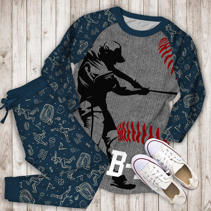 Baseball Custom Personalized Name Pajama Set | Pajamas | Cotton Sleepwear Sets | Soft Long Sleeve Pjs | Raglan Shirt and Pants Set