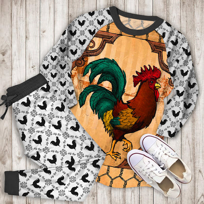Rooster Pajama Set | Pajamas | Cotton Sleepwear Sets | Soft Long Sleeve Pjs | Raglan Shirt and Pants Set