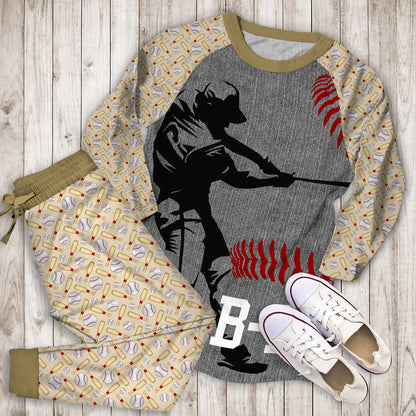 Baseball Custom Personalized Name Pajama Set | Pajamas | Cotton Sleepwear Sets | Soft Long Sleeve Pjs | Raglan Shirt and Pants Set