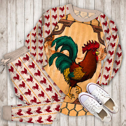 Rooster Pajama Set | Pajamas | Cotton Sleepwear Sets | Soft Long Sleeve Pjs | Raglan Shirt and Pants Set