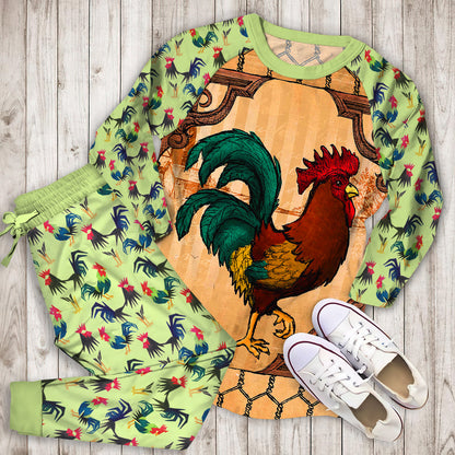 Rooster Pajama Set | Pajamas | Cotton Sleepwear Sets | Soft Long Sleeve Pjs | Raglan Shirt and Pants Set