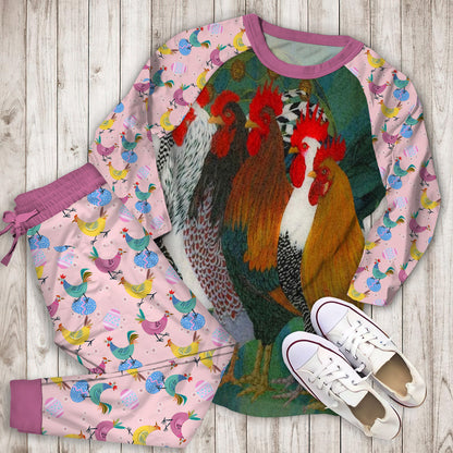 Chicken Pajama Set | Pajamas | Cotton Sleepwear Sets | Soft Long Sleeve Pjs | Raglan Shirt and Pants Set