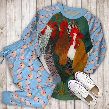 Chicken Pajama Set | Pajamas | Cotton Sleepwear Sets | Soft Long Sleeve Pjs | Raglan Shirt and Pants Set