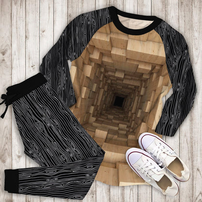 Wood Deep Hole Pajama Set | Pajamas | Cotton Sleepwear Sets | Soft Long Sleeve Pjs | Raglan Shirt and Pants Set