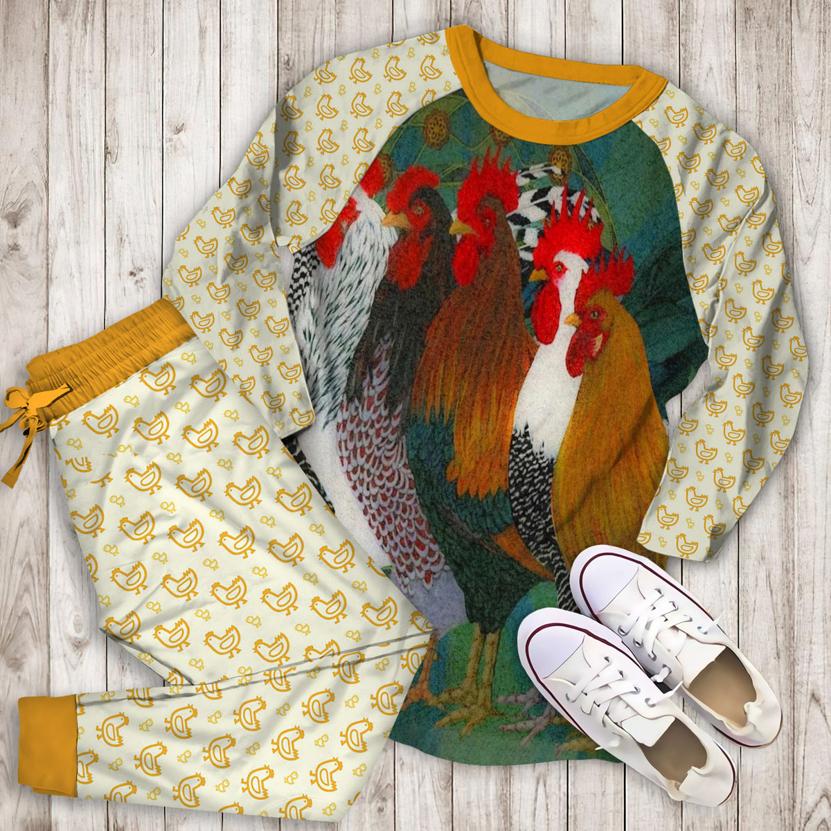 Chicken Pajama Set | Pajamas | Cotton Sleepwear Sets | Soft Long Sleeve Pjs | Raglan Shirt and Pants Set