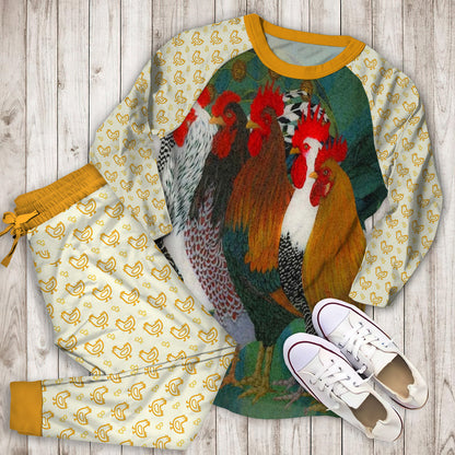 Chicken Pajama Set | Pajamas | Cotton Sleepwear Sets | Soft Long Sleeve Pjs | Raglan Shirt and Pants Set
