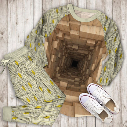 Wood Deep Hole Pajama Set | Pajamas | Cotton Sleepwear Sets | Soft Long Sleeve Pjs | Raglan Shirt and Pants Set