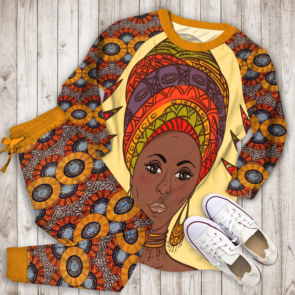African Ethnic Pajama Set |Sleepwear Pjs Sets | Raglan Shirt Pants Set