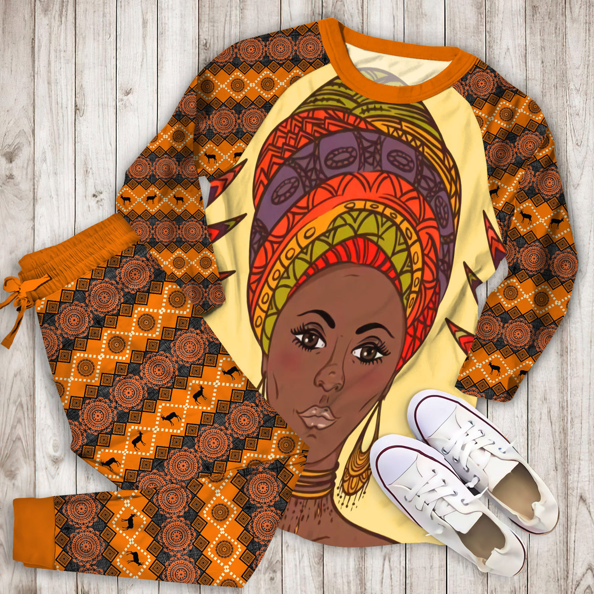 African Ethnic Pajama Set |Sleepwear Pjs Sets | Raglan Shirt Pants Set