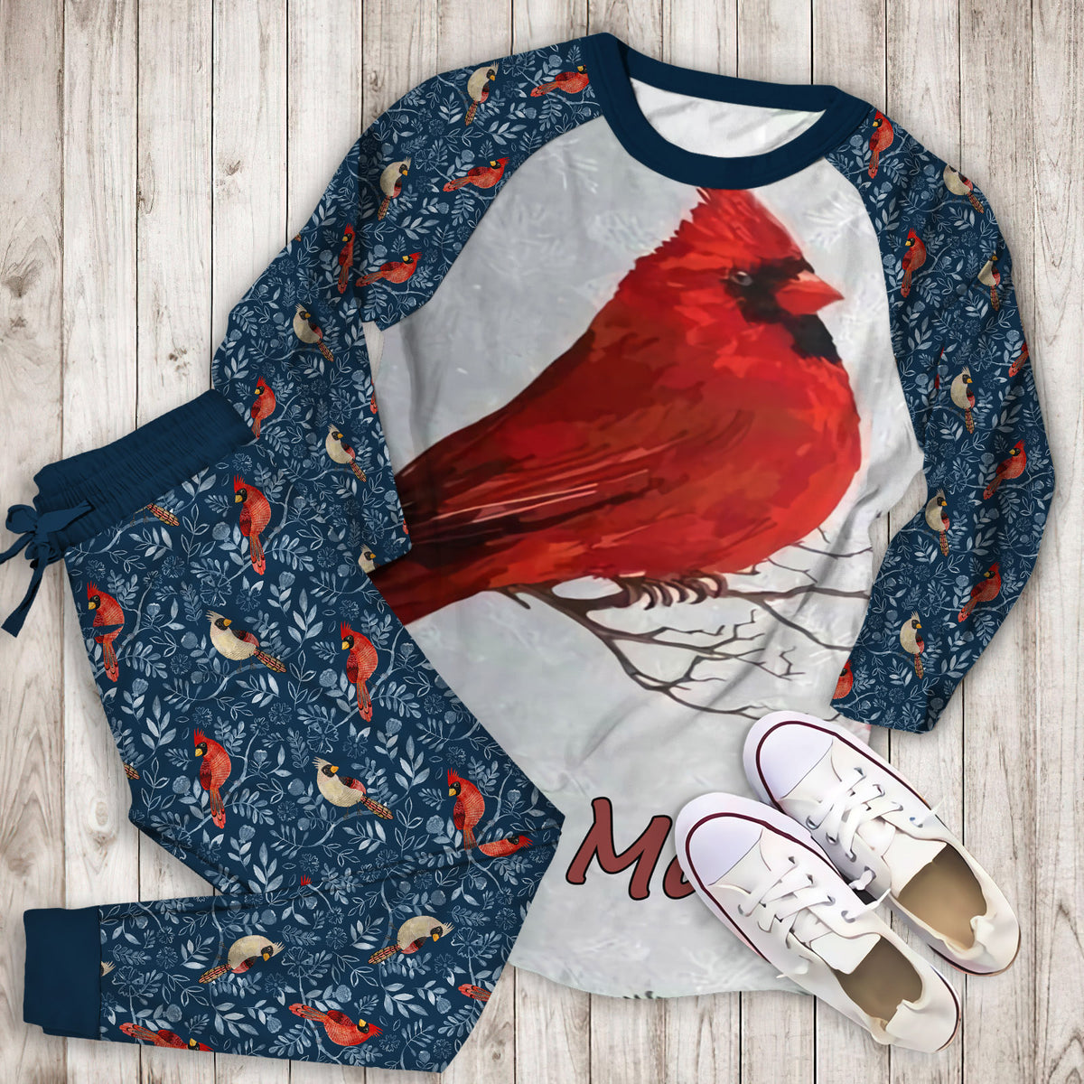 Cardinal Bird Personalized Pajama Set | Pajamas | Cotton Sleepwear Sets | Soft Long Sleeve Pjs | Raglan Shirt and Pants Set
