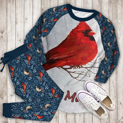 Cardinal Bird Personalized Pajama Set | Pajamas | Cotton Sleepwear Sets | Soft Long Sleeve Pjs | Raglan Shirt and Pants Set