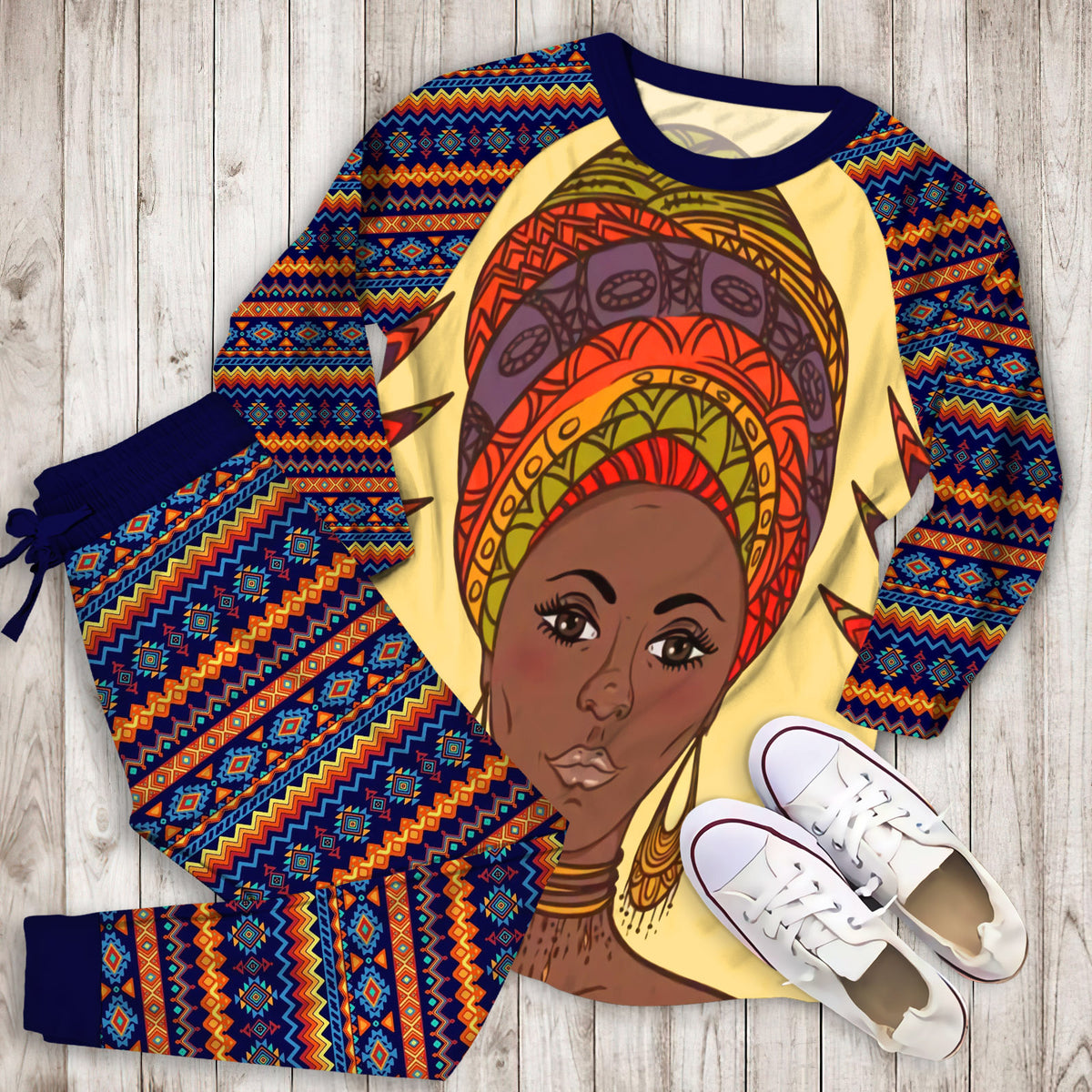 African Ethnic Pajama Set |Sleepwear Pjs Sets | Raglan Shirt Pants Set