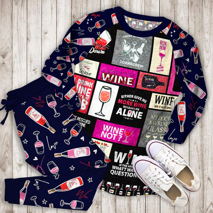 Wine Pajama Set | Pajamas | Cotton Sleepwear Sets | Soft Long Sleeve Pjs | Raglan Shirt and Pants Set