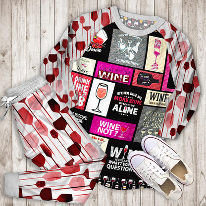 Wine Pajama Set | Pajamas | Cotton Sleepwear Sets | Soft Long Sleeve Pjs | Raglan Shirt and Pants Set