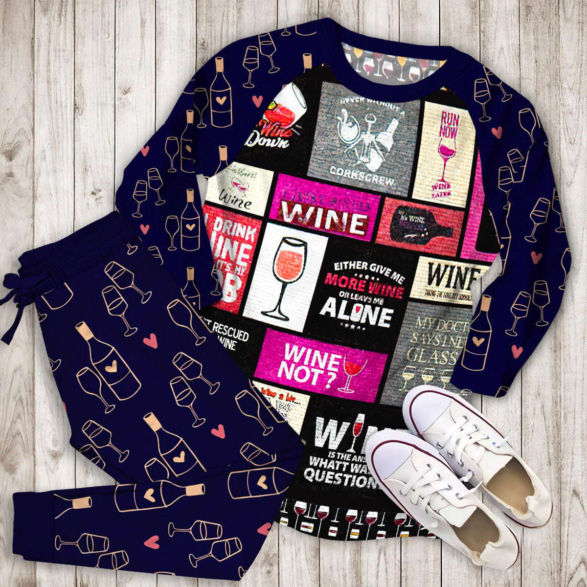 Wine Pajama Set | Pajamas | Cotton Sleepwear Sets | Soft Long Sleeve Pjs | Raglan Shirt and Pants Set