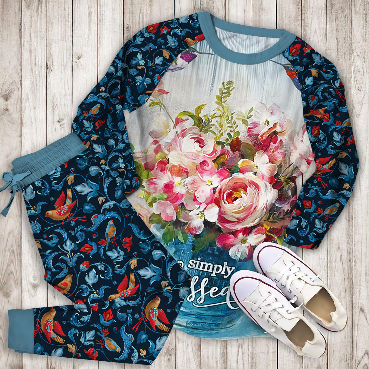 Bird Pajama Set | Pajamas | Cotton Sleepwear Sets | Soft Long Sleeve Pjs | Raglan Shirt and Pants Set