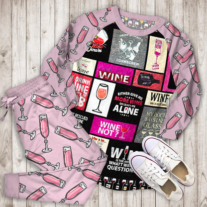 Wine Pajama Set | Pajamas | Cotton Sleepwear Sets | Soft Long Sleeve Pjs | Raglan Shirt and Pants Set