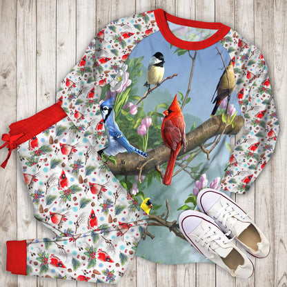 Cardinal Pajama Set | Pajamas | Cotton Sleepwear Sets | Soft Long Sleeve Pjs | Raglan Shirt and Pants Set