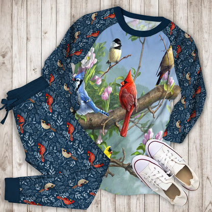 Cardinal Pajama Set | Pajamas | Cotton Sleepwear Sets | Soft Long Sleeve Pjs | Raglan Shirt and Pants Set