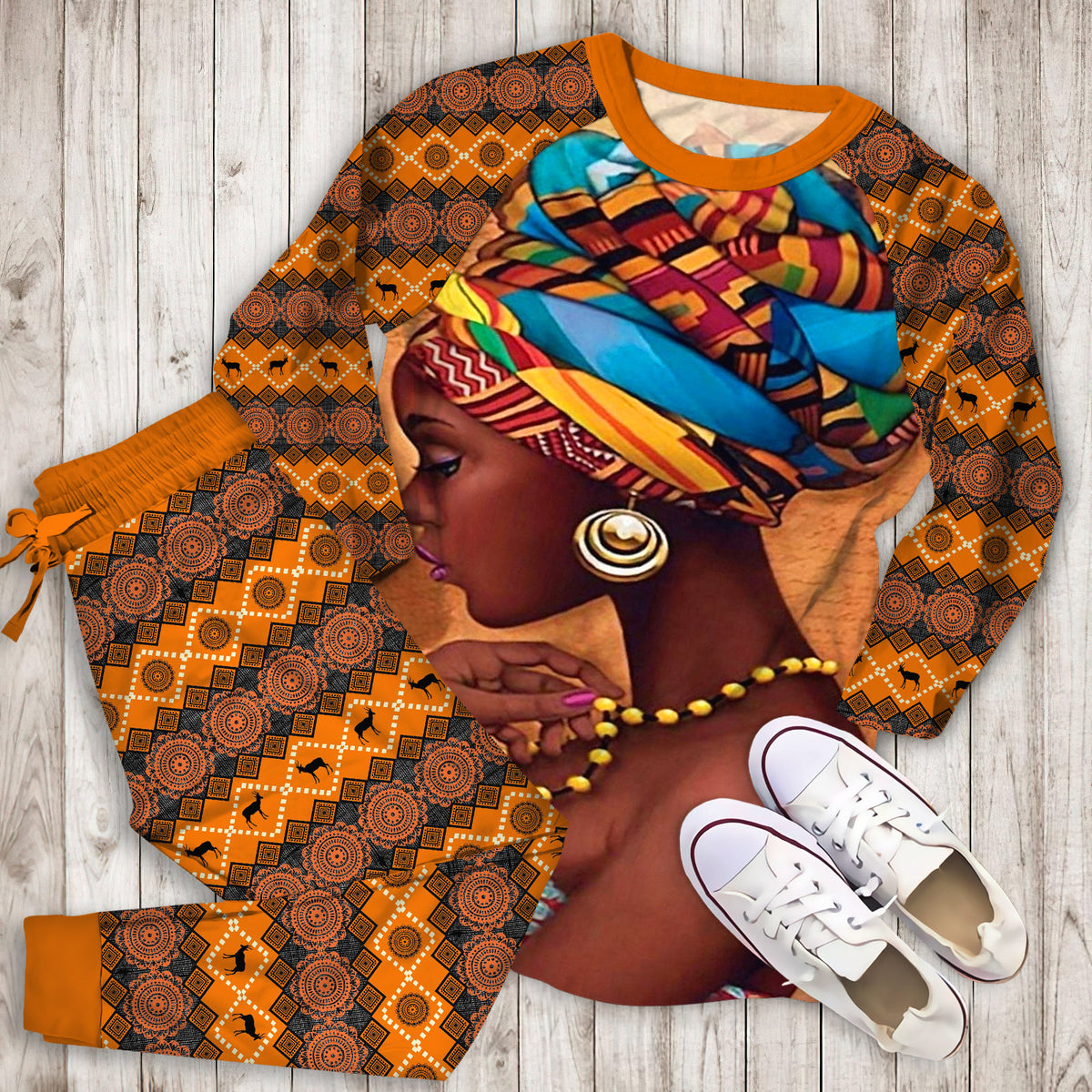 African Pajama Set |Sleepwear Pjs Sets | Raglan Shirt Pants Set