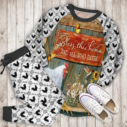 Rooster Family Hummingbird Pajama Set | Pajamas | Cotton Sleepwear Sets | Soft Long Sleeve Pjs | Raglan Shirt and Pants Set
