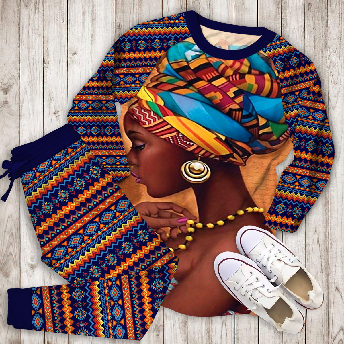 African Pajama Set |Sleepwear Pjs Sets | Raglan Shirt Pants Set