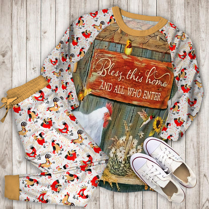 Rooster Family Hummingbird Pajama Set | Pajamas | Cotton Sleepwear Sets | Soft Long Sleeve Pjs | Raglan Shirt and Pants Set