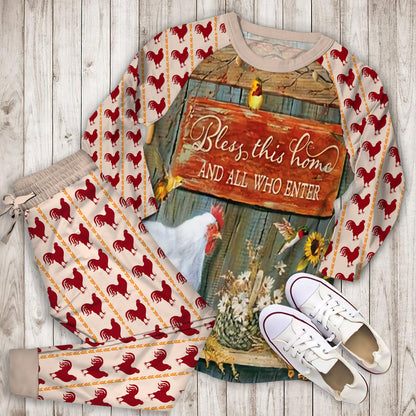 Rooster Family Hummingbird Pajama Set | Pajamas | Cotton Sleepwear Sets | Soft Long Sleeve Pjs | Raglan Shirt and Pants Set
