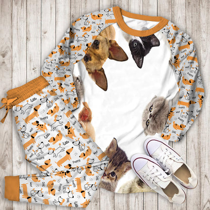 Dog Cat Animals Pajama Set | Pajamas | Cotton Sleepwear Sets | Soft Long Sleeve Pjs | Raglan Shirt and Pants Set