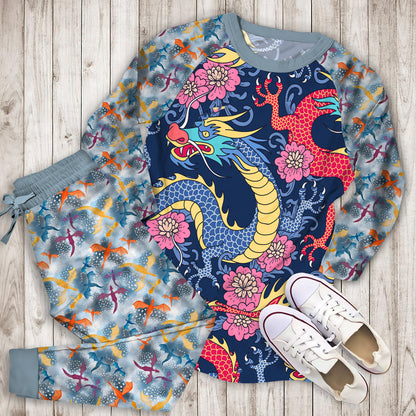 Dragons Pajama Set | Pajamas | Cotton Sleepwear Sets | Soft Long Sleeve Pjs | Raglan Shirt and Pants Set