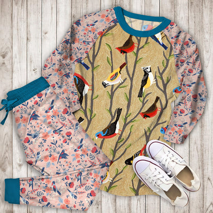 Birds Pajama Set |Sleepwear Pjs Sets | Raglan Shirt Pants Set