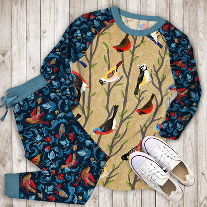 Birds Pajama Set |Sleepwear Pjs Sets | Raglan Shirt Pants Set