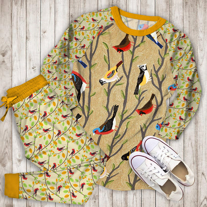 Birds Pajama Set |Sleepwear Pjs Sets | Raglan Shirt Pants Set