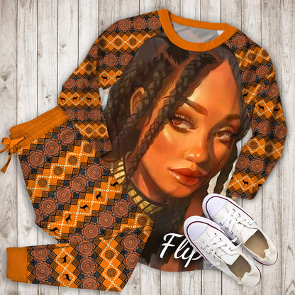 African American Black Girl Personalized Name Pajama Set |Sleepwear Pjs Sets | Raglan Shirt Pants Set