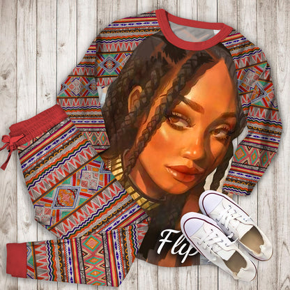 African American Black Girl Personalized Name Pajama Set |Sleepwear Pjs Sets | Raglan Shirt Pants Set