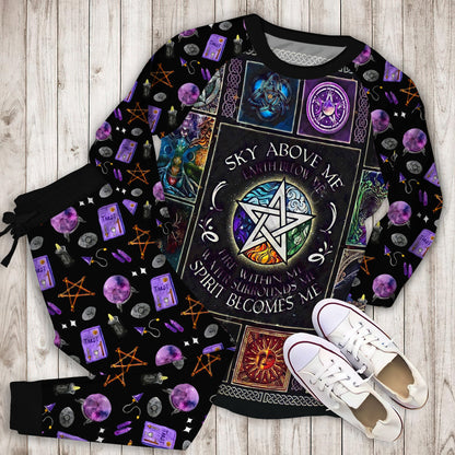 Wicca Pagan Pajama Set |Sleepwear Pjs Sets | Raglan Shirt Pants Set