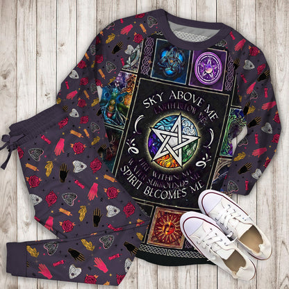 Wicca Pagan Pajama Set |Sleepwear Pjs Sets | Raglan Shirt Pants Set