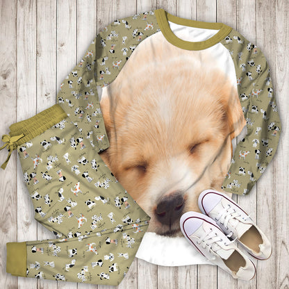 Dog Pajama Set | Pajamas | Cotton Sleepwear Sets | Soft Long Sleeve Pjs | Raglan Shirt and Pants Set