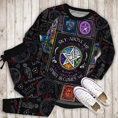 Wicca Pagan Pajama Set |Sleepwear Pjs Sets | Raglan Shirt Pants Set