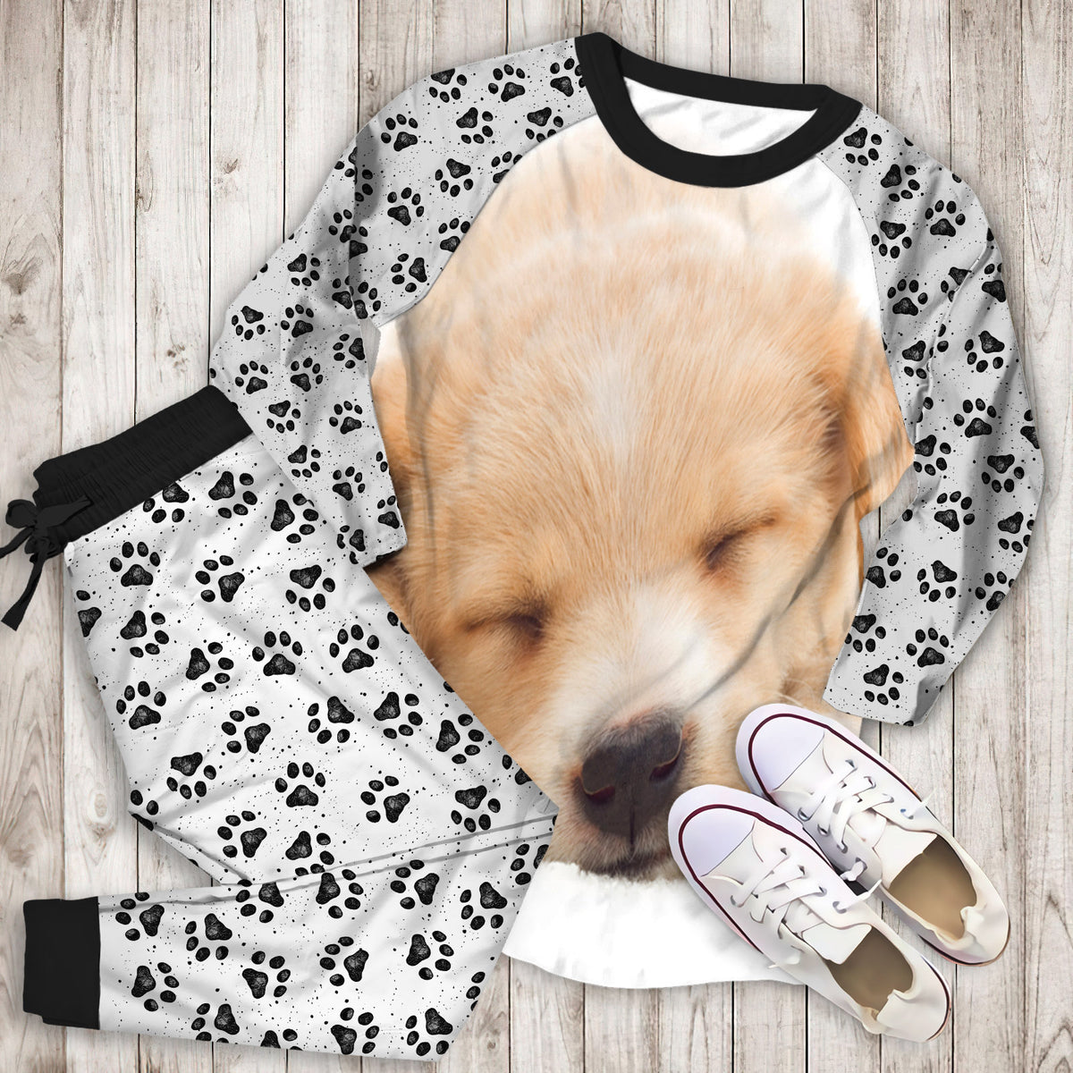 Dog Pajama Set | Pajamas | Cotton Sleepwear Sets | Soft Long Sleeve Pjs | Raglan Shirt and Pants Set