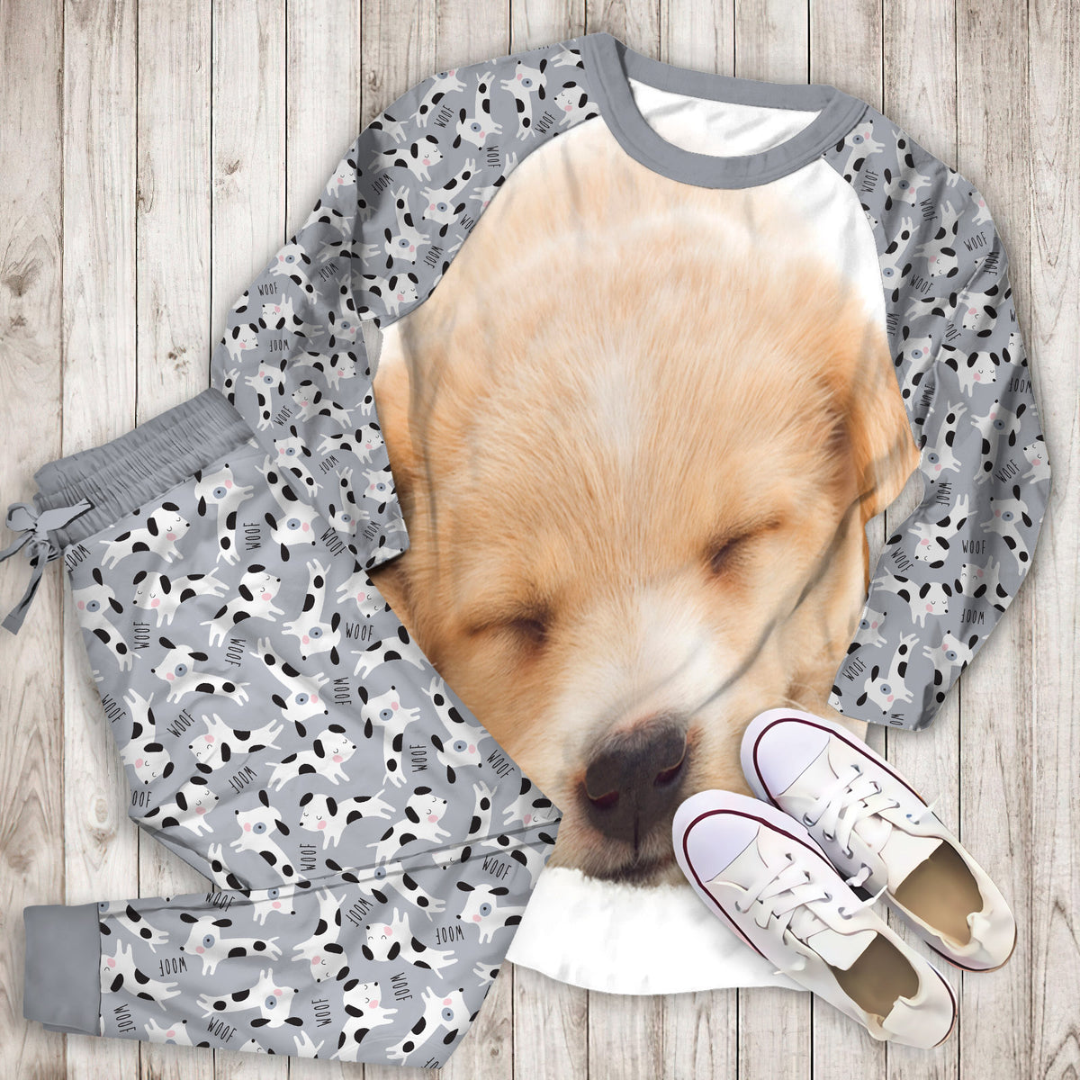 Dog Pajama Set | Pajamas | Cotton Sleepwear Sets | Soft Long Sleeve Pjs | Raglan Shirt and Pants Set