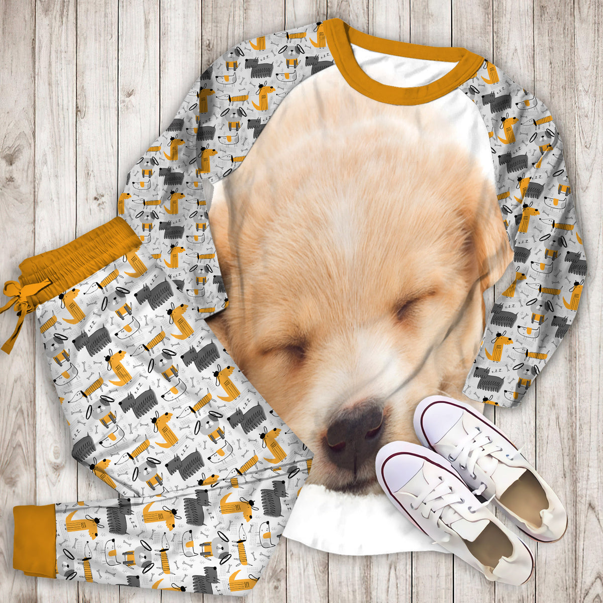 Dog Pajama Set | Pajamas | Cotton Sleepwear Sets | Soft Long Sleeve Pjs | Raglan Shirt and Pants Set