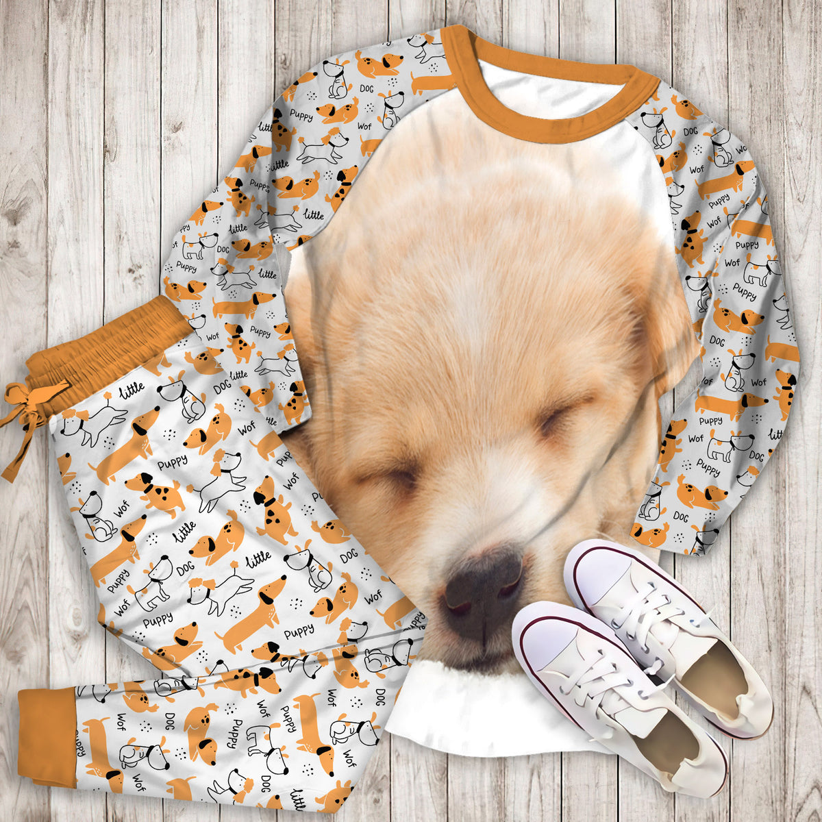 Dog Pajama Set | Pajamas | Cotton Sleepwear Sets | Soft Long Sleeve Pjs | Raglan Shirt and Pants Set